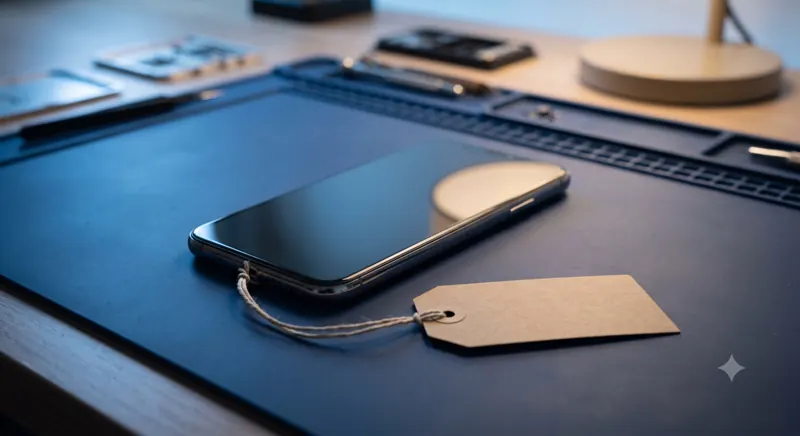 iPhone с биркой заказа готов к выдаче